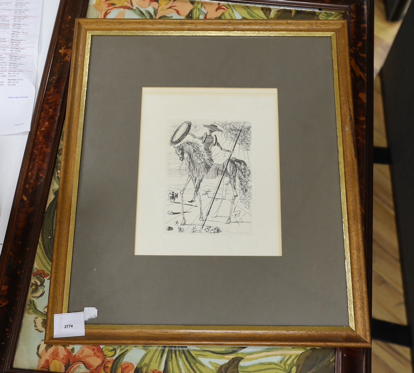 After Salvador Dali, etching, ‘Don Quixote’ plate mark 17x12cm